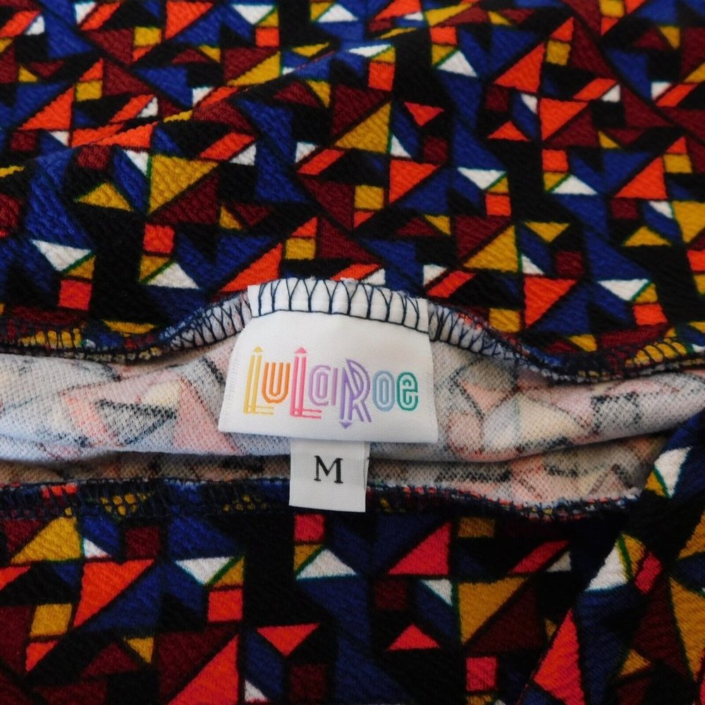 LuLaRoe Multi-Color Geometric Cassie Skirt Size Medium Stretch Blue Red Black - Picture 4 of 6